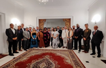 Amb. Abhishek Singh and his spouse were delighted to receive HoMs of South Africa, Egypt, Portugal, Vietnam, The Netherlands, Guyana, EU and other friends of India at the India House.